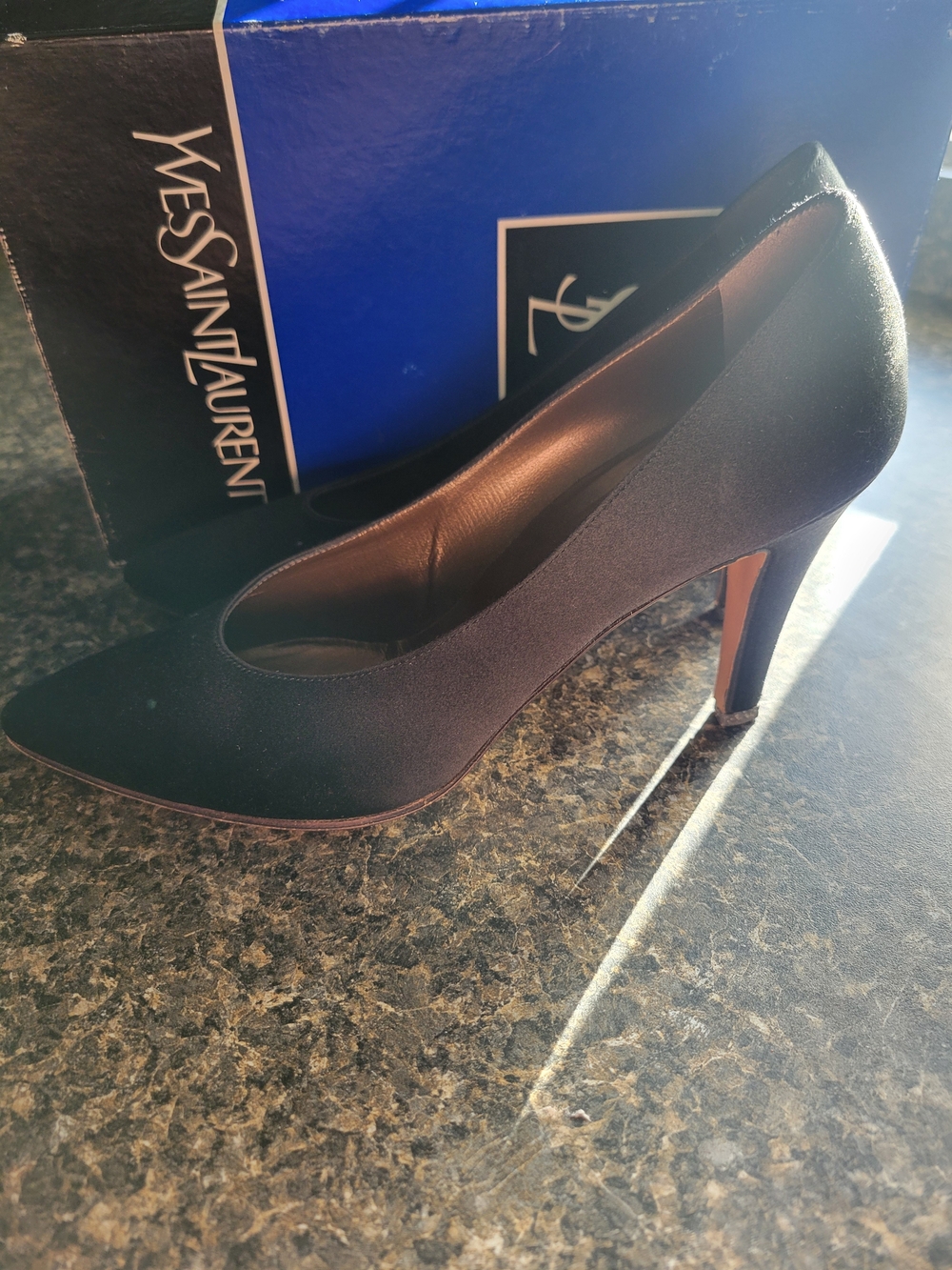 Vintage Yves Saint Laurent Black Satin Pointed Toe Pumps - Picture 4 of 8